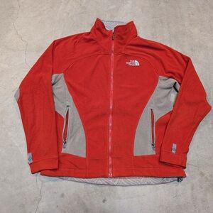 The North Face Liner Womens M Red Gray TKA 1 Full Zip Fleece